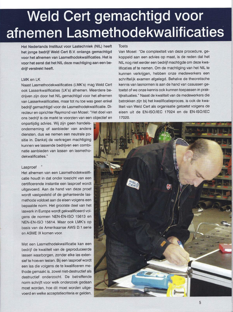 Artikel in het vakblad Lastechniek